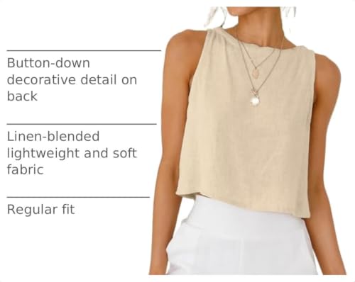 Image of IDEALSANXUN Womens Linen Crop Tank Tops 2026 Spring Summer Sleeveless Tops