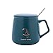 HENGRUI Taza de cerámica Simple de Oficina para Hombres y Mujeres con Tapa Cuchara Taza de café Creativa Taza de Agua para el hogar con asa