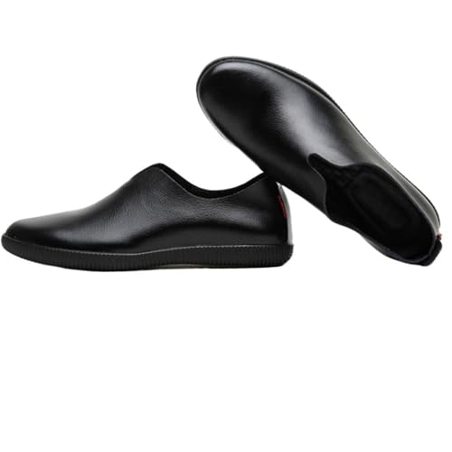 Mens Loafers Shoe Round Toe Genuine Leather Breathable Flat Heel Slip Resistant Anti-Slip Classic Prom Slip-on2