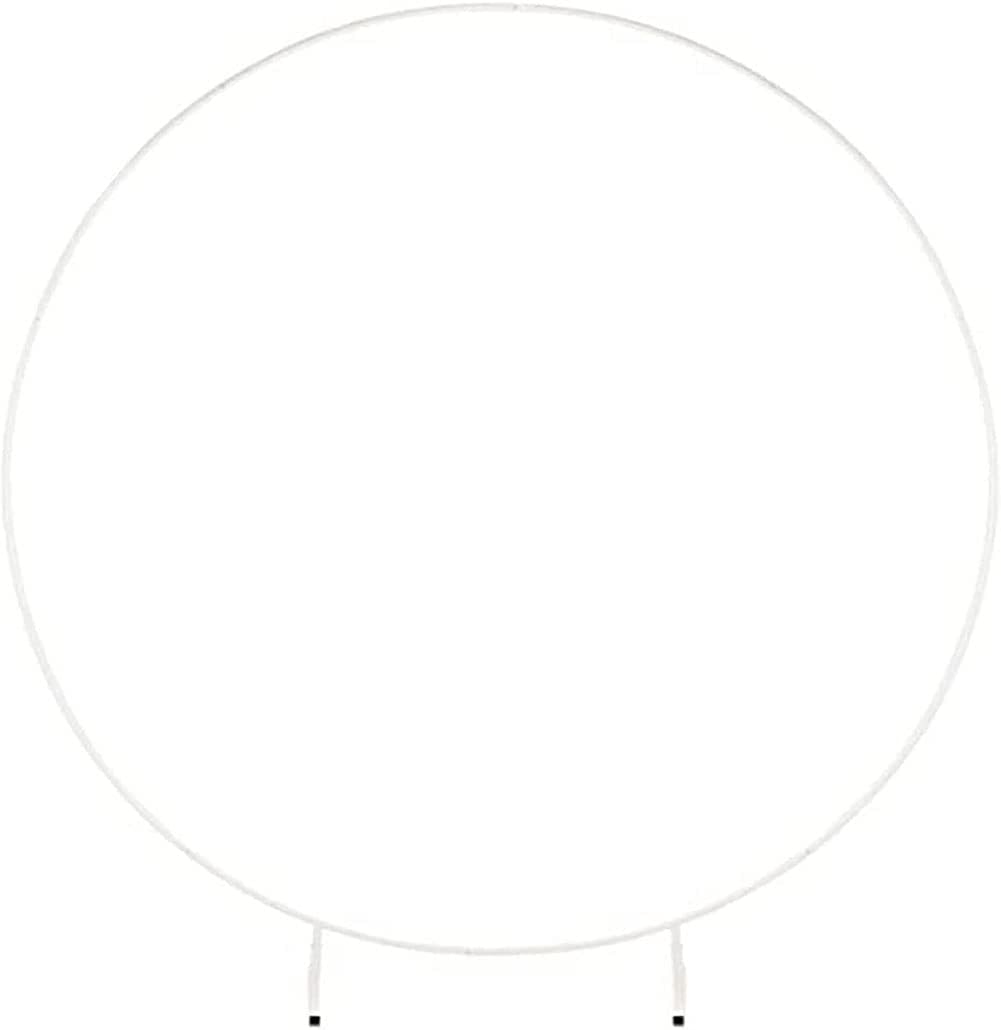 WHFTD 2M Round Wedding Arch Stand Metal Wedding Arches for Ceremony Circle Balloon Arch for Garden Weeding Outdoor Indoor Party Decoration,White,1.8m