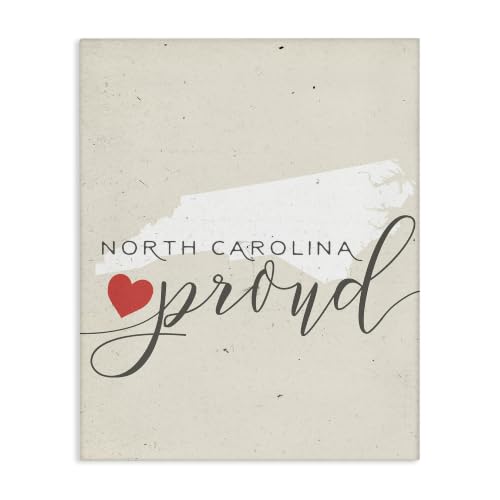 Stupell Industries North Carolina Proud with Heart XXL Stretched Canvas Wall Art, Multi-Color