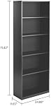 Mainstay` 71" 5-Shelf Standard Bookcase (Black)