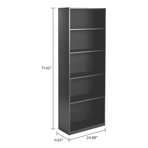 Mainstay` 71" 5-Shelf Standard Bookcase (Black)