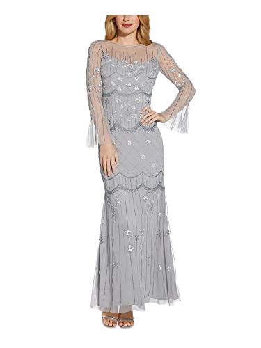 Image of Adrianna Papell Women's Beaded Mesh Covered Gown