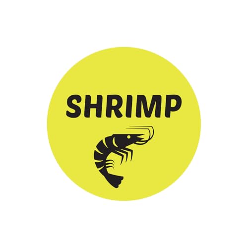 Autocollants crevettes jaunes de 2,5 cm pour sécuriser l'affichage des allergènes en restaurant