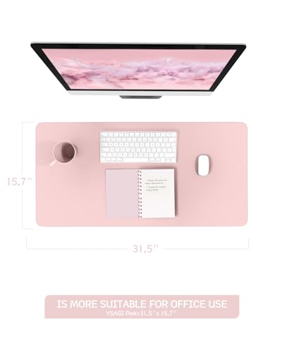 Image of YSAGi Non-Slip Waterproof PVC Leather Ultra Thin Large Easy Clean Laptop Desk Writing Mat (Pink, 31.5 x 15.7 Inch)
