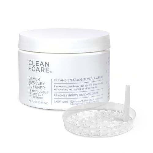 Clean + Care Silver Jewelry Cleaner – Professional Silver Cleaning Solution for Rings, Necklaces, Bracelets & Earrings – Gentle Tarnish Remover, Silver Jewelry Care, Polish & Maintenance Solution