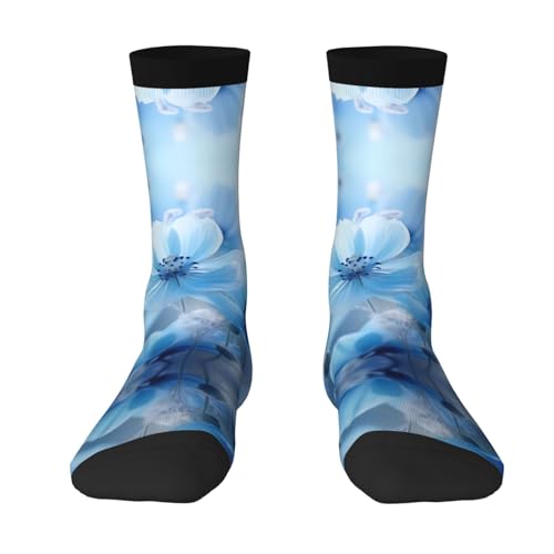 Tnnutp Calcetines vintage de moda con flores azules, calcetines suaves y cómodos, calcetines de regalo para mujeres y hombres, calcetines para correr, 2 Negro-1, Talla única