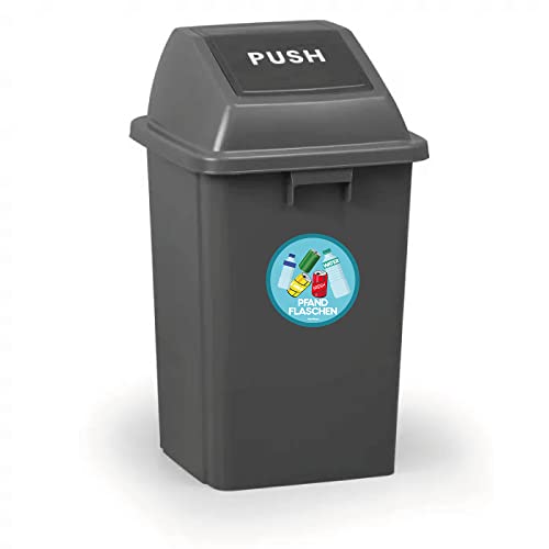 P040 | PrintAttack 6+1 Set Mülltrennung Aufkleber Kratz, Wetter & UV beständig | Ø je 95 mm (6+1 Set Deutsch)