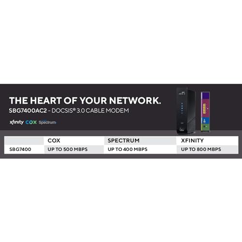 ARRIS Surfboard SBG7400AC2-RB DOCSIS 3.0 Cable Modem & AC2350 Wi-Fi Router , Approved for Comcast Xfinity, Cox, Charter Spectrum & more , Four 1 Gbps Ports , 800 Mbps Max Internet Speeds,- REFURBISHED