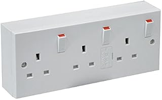 White Triple Switched Socket with Back Box