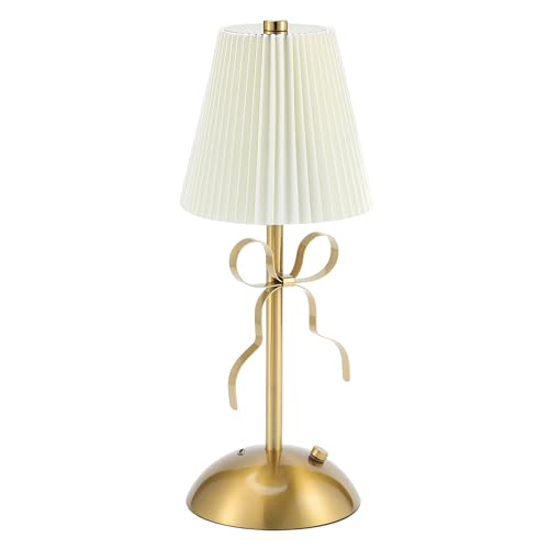 Cordless Small Table Lamp Gold Bow Lamp Rechargeable Desk Lamp Cute