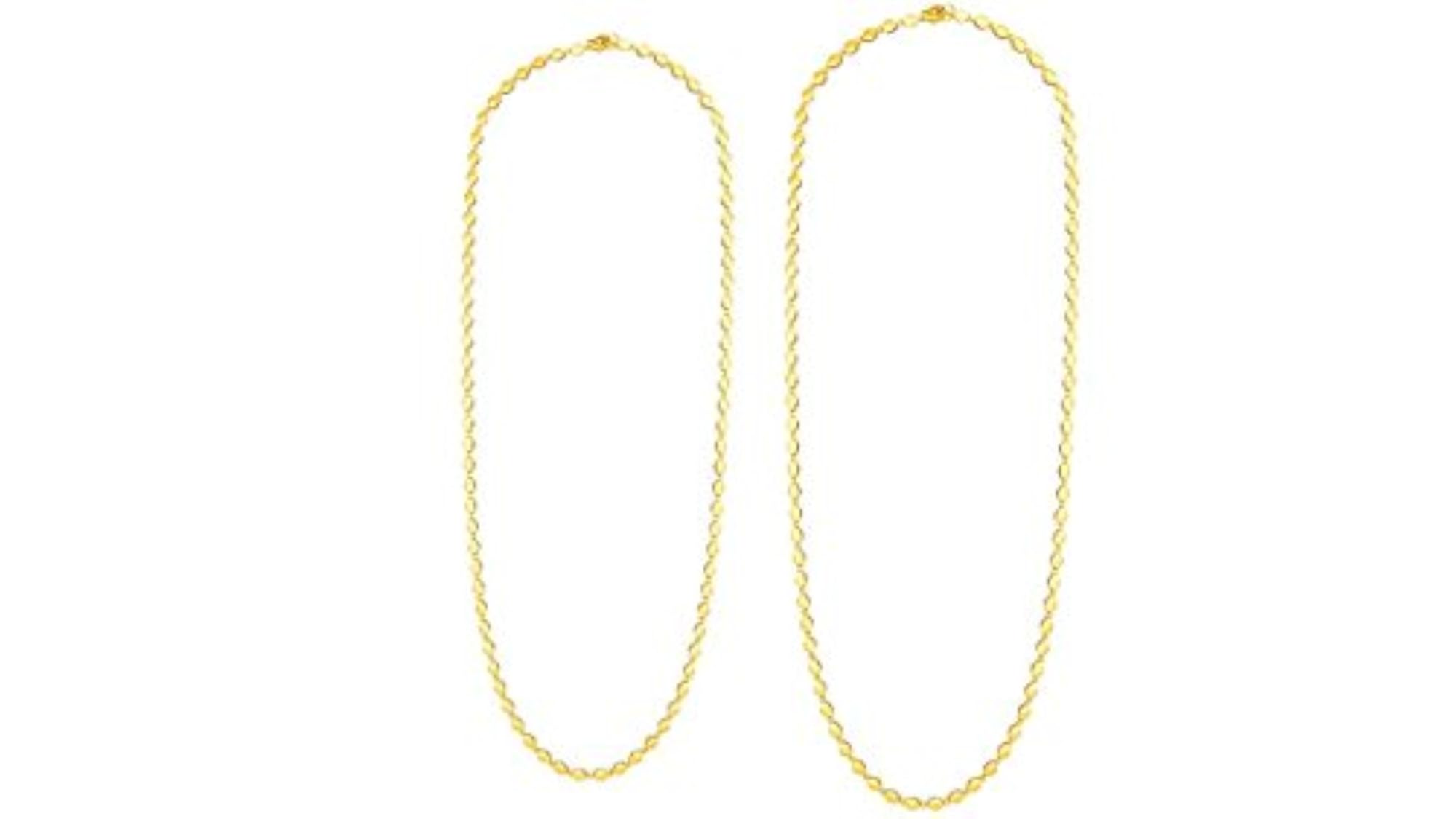 24K Gold Plated Link Necklace Combo Gift Pack of 2, Elegant
