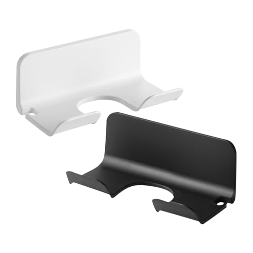 KAJNBN 2 Unidades Soporte para Secador de Pelo Adhesivo y Resistente Humedad con Almacenamiento para Cable, Montado en Pared para Baño o Tocador, Material Plástico Moderno y Elegante