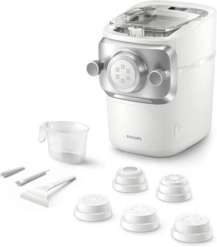 Philips 7000 Serie PastaMaker, Vollautomatische Nudelmaschine, 8 Pastasorten, Einfache Reinigung, max 8 Portionen, ProExtrude-Technologie, Vegan, Glutenfrei, Weiß (HR2660/00)