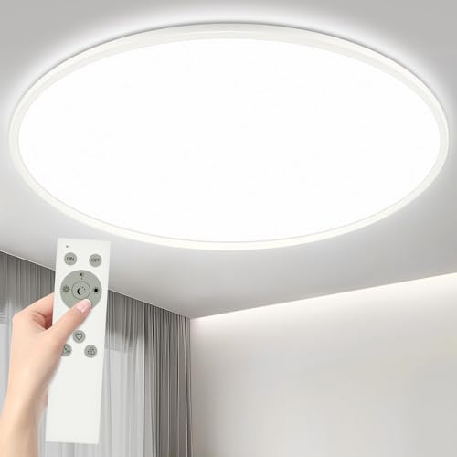 YIFMOO 50W LED Deckenleuchte Flach Dimmbar, Ø60CM Deckenlampe mit Fernbedienung, 3000-6500K Modern Ultra Dünn, Rund Deckenleuchten Dimmbar für Wohnzimmer Schlafzimmer Kinderzimmer Büro Küche, Weiß YIFMOO 50W LED Deckenleuchte Flach Dimmbar, Ø60CM Deckenlampe mit Fernbedienung, 3000-6500K Modern Ultra Dünn, Rund Deckenleuchten Dimmbar für Wohnzimmer Schlafzimmer Kinderzimmer Büro Küche, Weiß