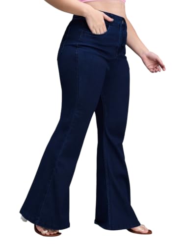 Image of Miss Chase A+ Women's Wide-Leg High Rise Regular-Length Stretchable Denim Jeans