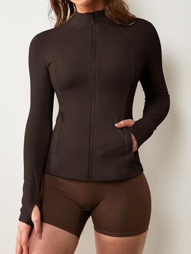 GYM RAINBOW Womens Athletic Zip Up Jackets Contoured Fit Lightweight Running Workout Jacket with Thumb Holes & Pockets3