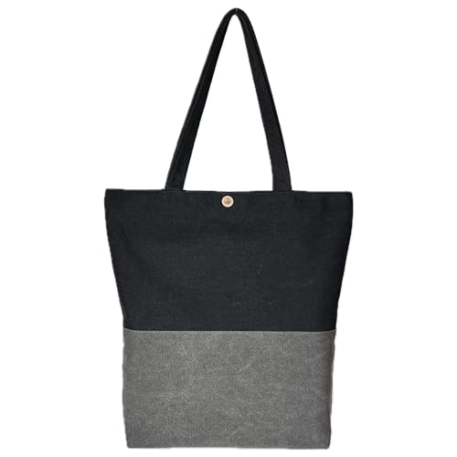 Katsia Bolsa DuoStyle de lona e bolsa de ombro | Dois tons, bolsa, patchwork, fecho magnético na abertura, Prata preta/cinza ferro, One Size