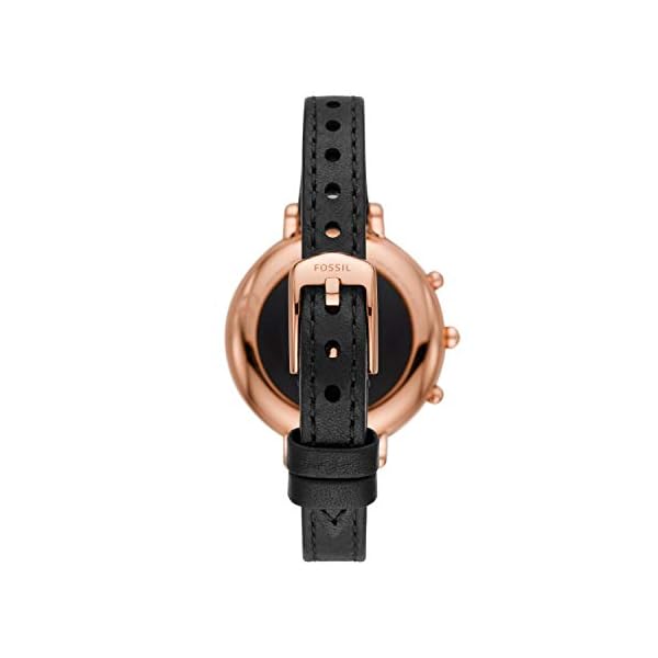 Fossil Women's 38mm Monroe Stainless Steel and Leather Hybrid HR Smart Watch, Color: Rose Gold, Black (Model: FTW7035)