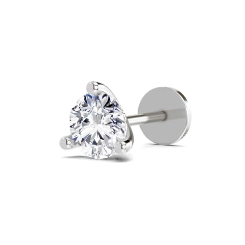 Image of Sparkles Lab Grown Diamond 0.03 Carat - 0.50 Carat Round Shape Solitaire Diamond Nose Pin for Women | 14K Gold IGI Certified FG VS Quality