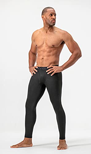 Devops Men's Thermal Compression Pants, Athletic Leggings Base Layer Bottoms With Fly (Large, Black/Black) #TOP1