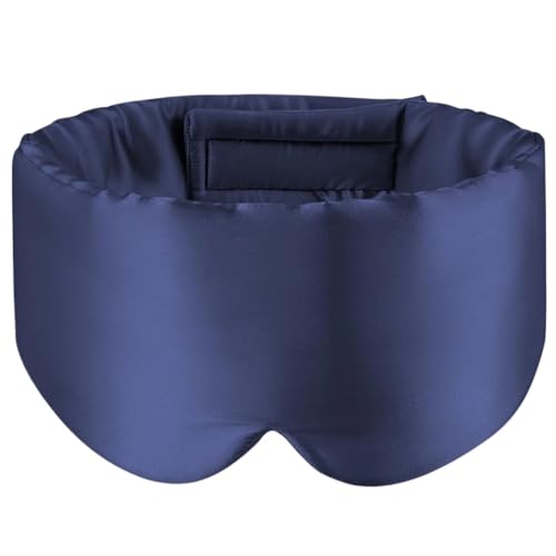 Antifaz De Seda 2 antifaces de seda morera for dormir for mujer y hombre, suaves y cómodos, con banda ajustable. Para Siesta Meditación Descanso(Dark Blue)