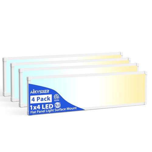 Image of AIKVSXER 4Pack 1x4 LED Flat Panel Light, 6500LM Ultra-Bright, 30-50W White