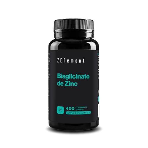 Zinc 25mg Vegano Alta dosificación | 400 Comprimidos (1 Año de Suministro), Zinc Bisglicinato de alta Biodisponibilidad | Antioxidante, ayuda al Sistema Inmunitario, Piel, Cabello y Uñas | Zenement