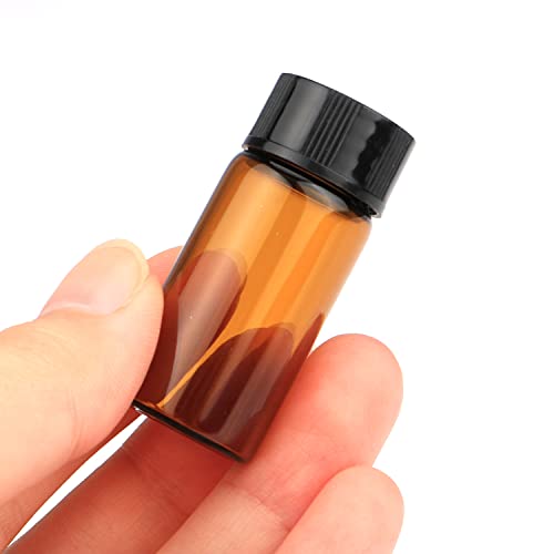 50 Pack,5Ml (1/6 Oz) Amber Glass Essential Oil Bottle With Screw Caps,Empty Refillable Travel Glass Liquid Sample Vial Preservation Storage Vials Test Container-Free Funnel&Dropper #TOP1
