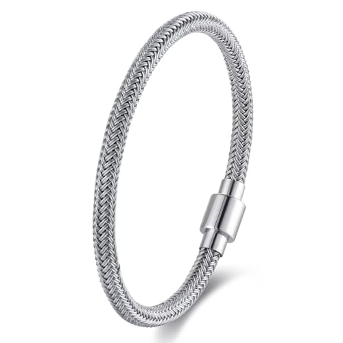 Pulsera trenzada metal inoxidable minimalista para mujeres y hombres miniatura 1