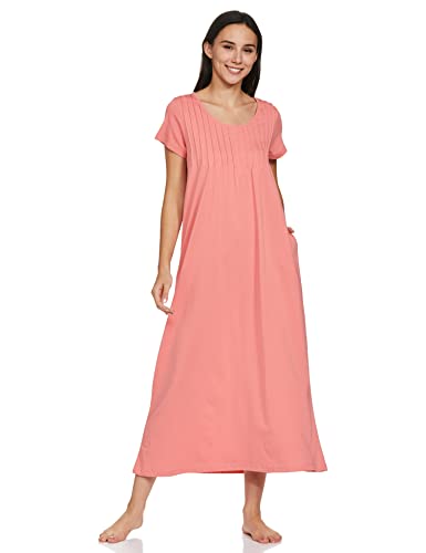 Image of Amazon Brand - Symbol Women Cotton Ankle-Length Casual Regular Nightgown (Available in Plus Sizes)
