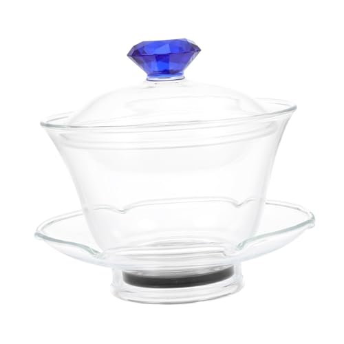 VALICLUD 菱晶耐熱ガラス蓋付ティーカップ 薄型軽量 透明茶器 茶烏龍茶向け 家 オフィス用 茶葉抽出簡単 保温蓋付きおしゃれ茶器