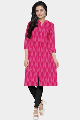 Image of Cotton Pochampally ikat unstitched blouse, Kurthi, long frock fabric material for women (1 meter, 2 meters & 3 meters)