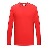 Men's Crew Neck Long Sleeve Shirts Sweater Slim Fit Lightweight Cotton Sweatshirts Casual Soild Pullover Tees Shirts (X-Large,Red)