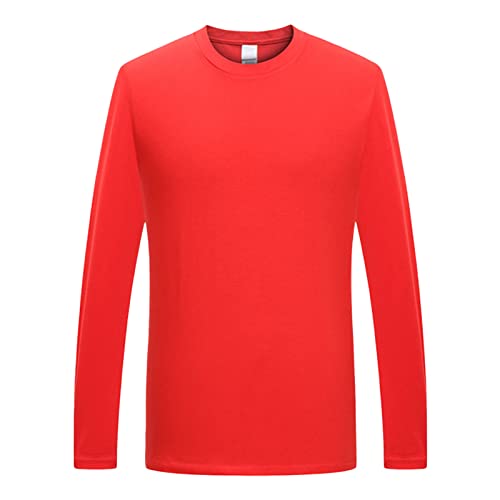 Men's Crew Neck Long Sleeve Shirts Sweater Slim Fit Lightweight Cotton Sweatshirts Casual Soild Pullover Tees Shirts (X-Large,Red)