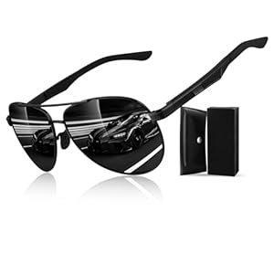 CGID Sonnenbrille Herren Pilotenbrille Polarisiert Al-Mg Metallrahmen Fliegerbrille UV400 Schutz CAT3 CE Fahren Angeln mit Lederetui
