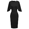 GRACE KARIN Women's Round Neck Hips-Wrapped Bodycon Pencil Dress L Black