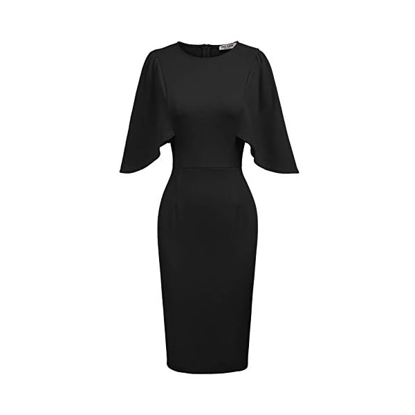 GRACE KARIN Women's Round Neck Hips-Wrapped Bodycon Pencil Dress L Black