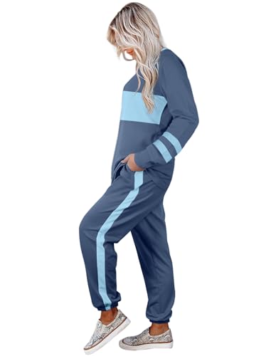 Image of Aloodor Sweatsuit for Women 2 Piece Outfits for Womens Crewneck Sweatshirts Pullover