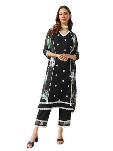 Image of FIORRA Women's Cotton Straight Kurta Pant With Dupatta