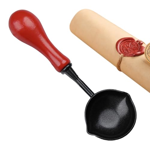 Löffel mit Wachsstempel, Siegellöffelwerkzeug, Ausgießlöffel, doppelter Wachsausgießer, Schmelzlöffel zum Schmelzen von Feuer, Siegel mit Holzgriff, Wachssiegel