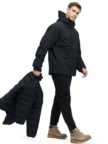 Men's 3 in 1 Winter Coats Water Resistant Ski Snow Warm Puffer Cotton Jacket With Multi-Pockets Windbreaker Jacket4