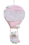 DIMENSIONI: 48x27 cm. Biancheriastore New style at home Fiocco Nascita Coccarda da Ricamare Disegno Mongolfiera Orsetto Nuvoletta Imbottito - Rosa