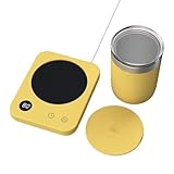 JNNJスマート一定温度カップウォーマー、コーヒーヒーター、ミルクヒーター、ホットドリンク加熱パッド、4速調節可能、タイマー、スクリーンディスプレイ、タッチコントロール、急速加熱、ミルク/コーヒー/紅茶/水を加熱でき、ワックス/チョコレート/バターを溶かすことができ、家庭やオフィスでの使用に適しています、110V (イエローセット)