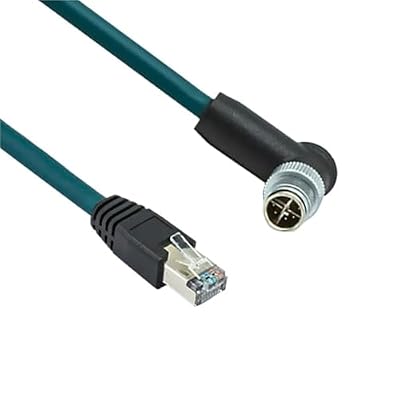 BVIVDMIWF M12 8pin X-Code Male Connector to RJ45 Encoding Line Industrial Ethernet X-Type Network Cable 8-Code Shield Cat6 Kilomega Wire(8pin Straight Head,5 Meters)