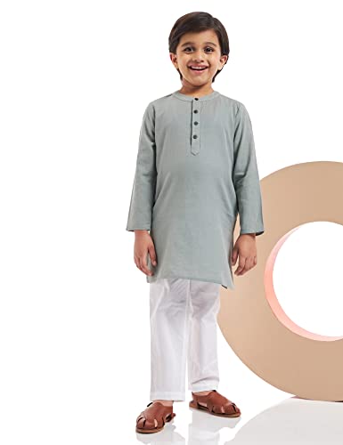 Image of Amazon Brand - Jam & Honey Regular Boys Kurta Sets (AW21KPJF01 Grey 11-12 Years)