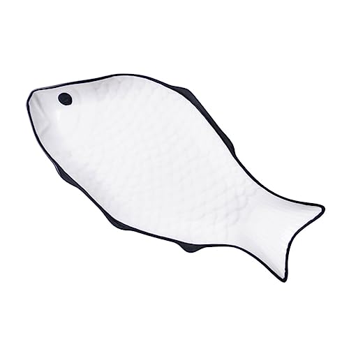 Alipis セラミック魚形蒸し皿 滑らかな表面で 魚料理用サービングプレート ホーム ホテル レストラン対応 省スペースで簡単洗浄可能