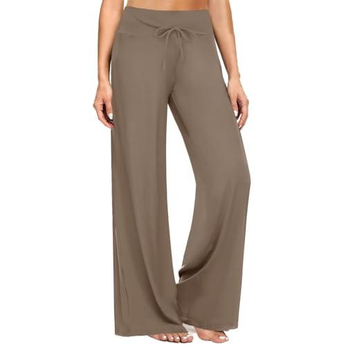 Image of ZOOSIXX Soft Black Pajama Pants for Women, Wide Leg Pants Woman Flowy Comfy Casual Lounge Yoga Capri Pants 22 inch / 30 inch
