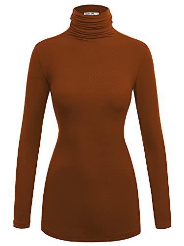 Image of Lock and Love Women's Turtleneck Top Lightweight Long Sleeve Slim Fit Pullover, Soft Rayon Stretch Layering Basic, S-3XL
